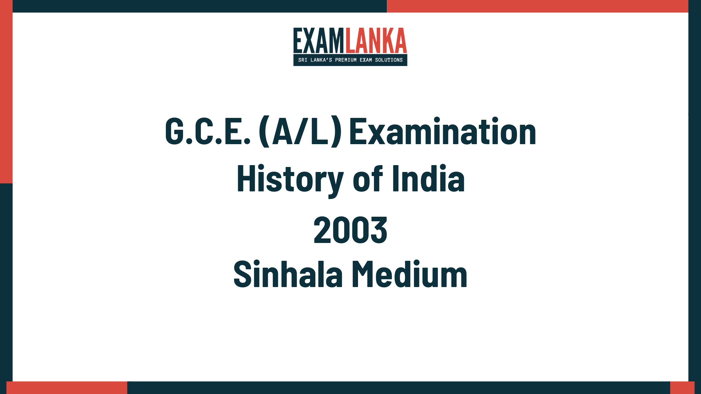2003 history of india past paper sinhala medium