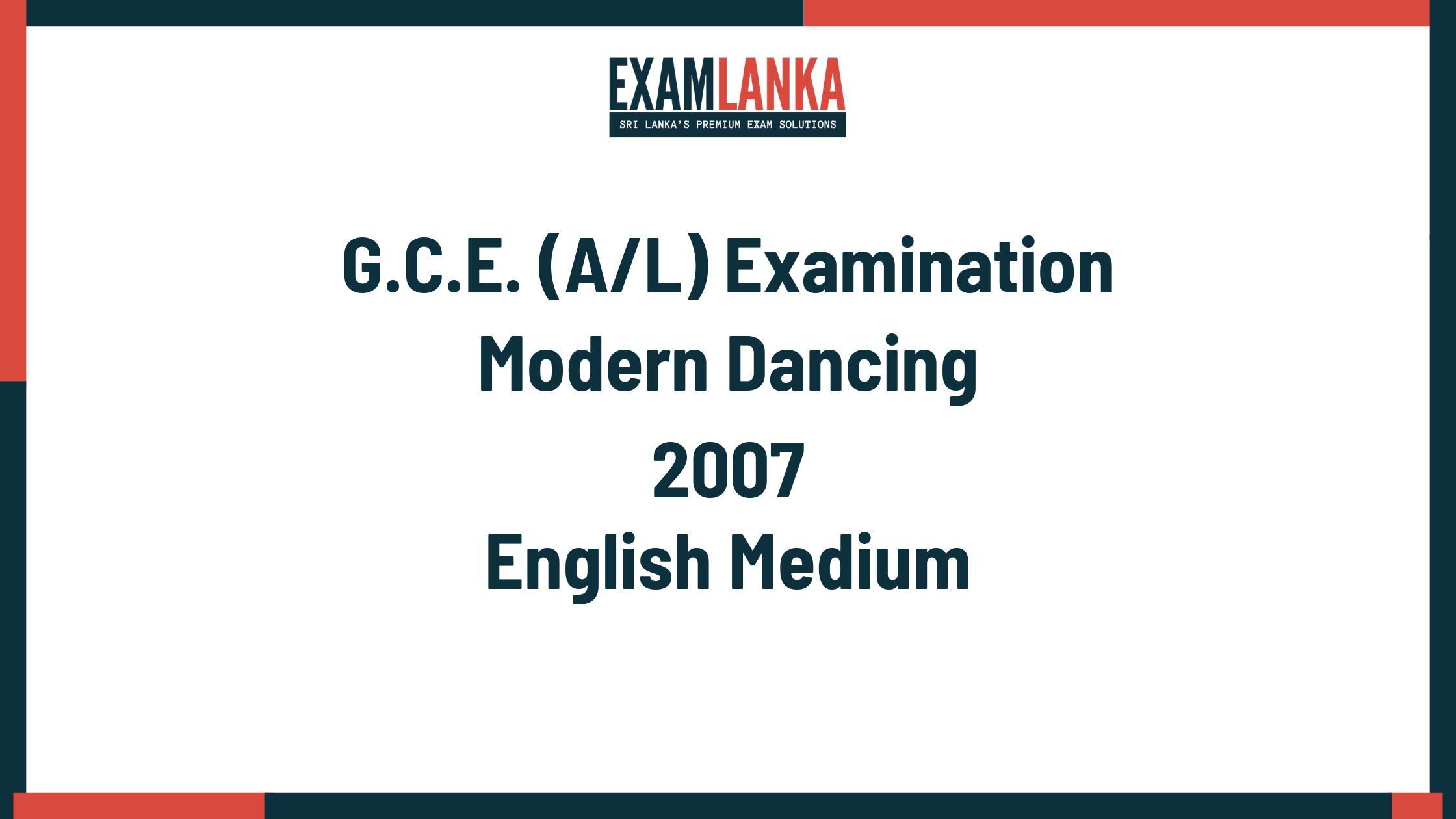 2007 modern dancing past paper english medium